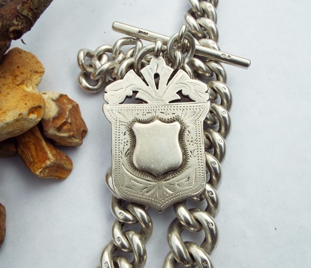 Heavy 1898 silver Goliath watch chain with fob, 246g View III