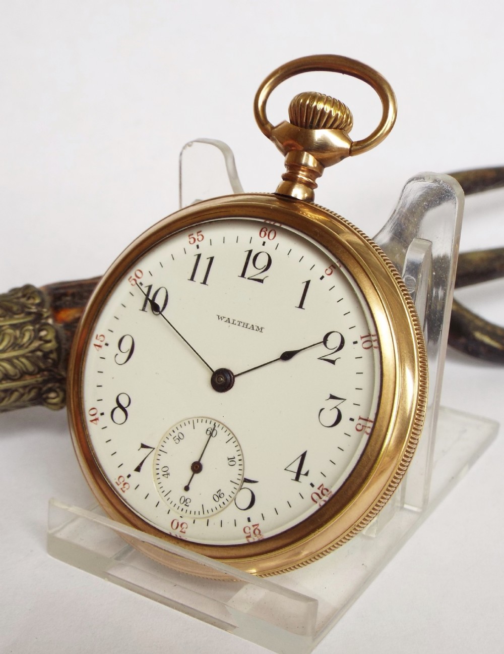 Antique Waltham open faced pocket watch, 1912