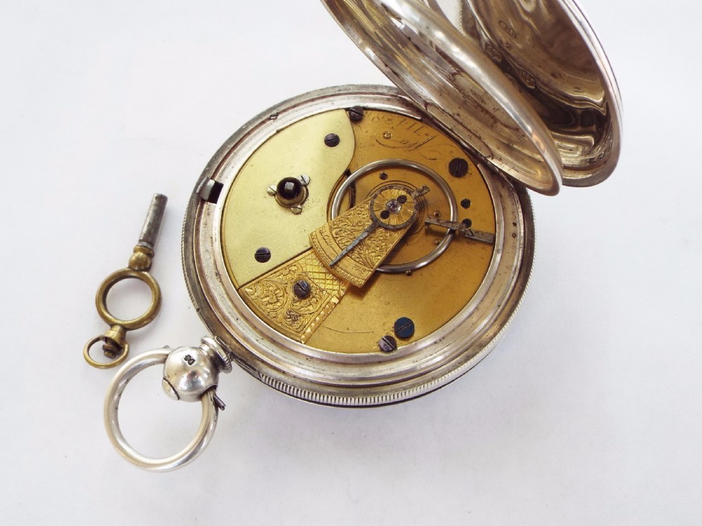 Antique English silver hunter pocket watch, 1873 View V