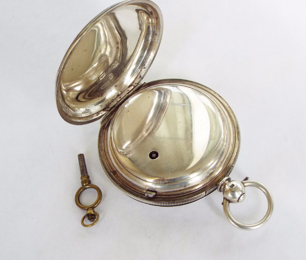 Antique English silver hunter pocket watch, 1873 View VI