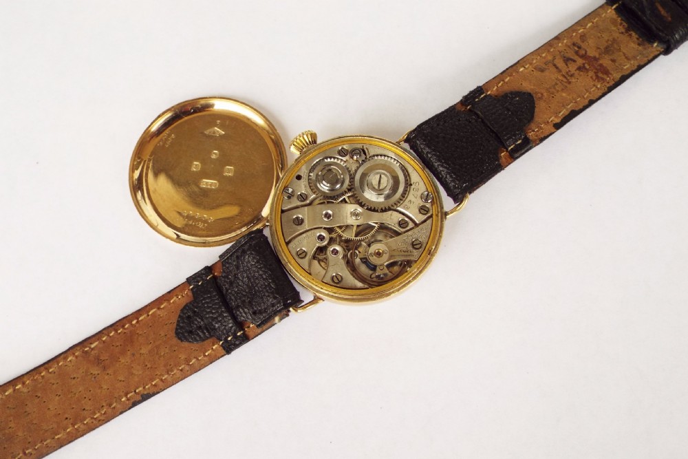 Gents 9ct gold trench style watch, 1922 View III