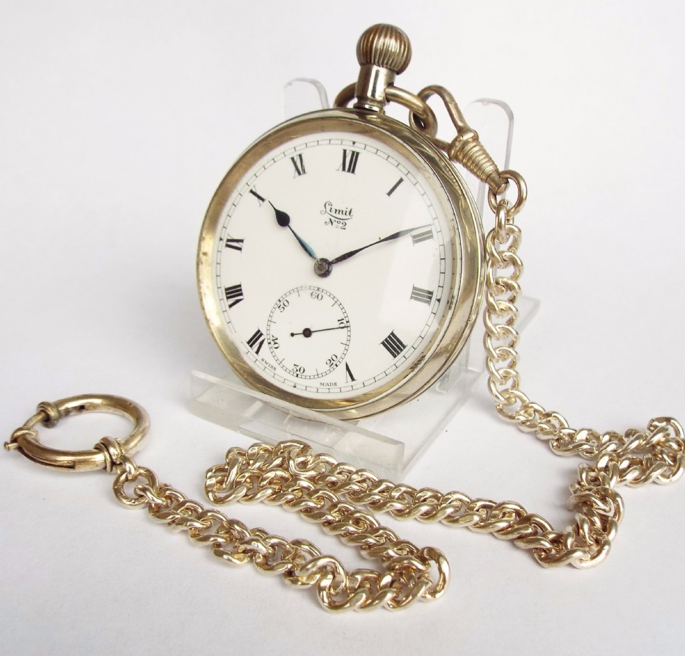 1930s Limit No 2 pocket watch with chain