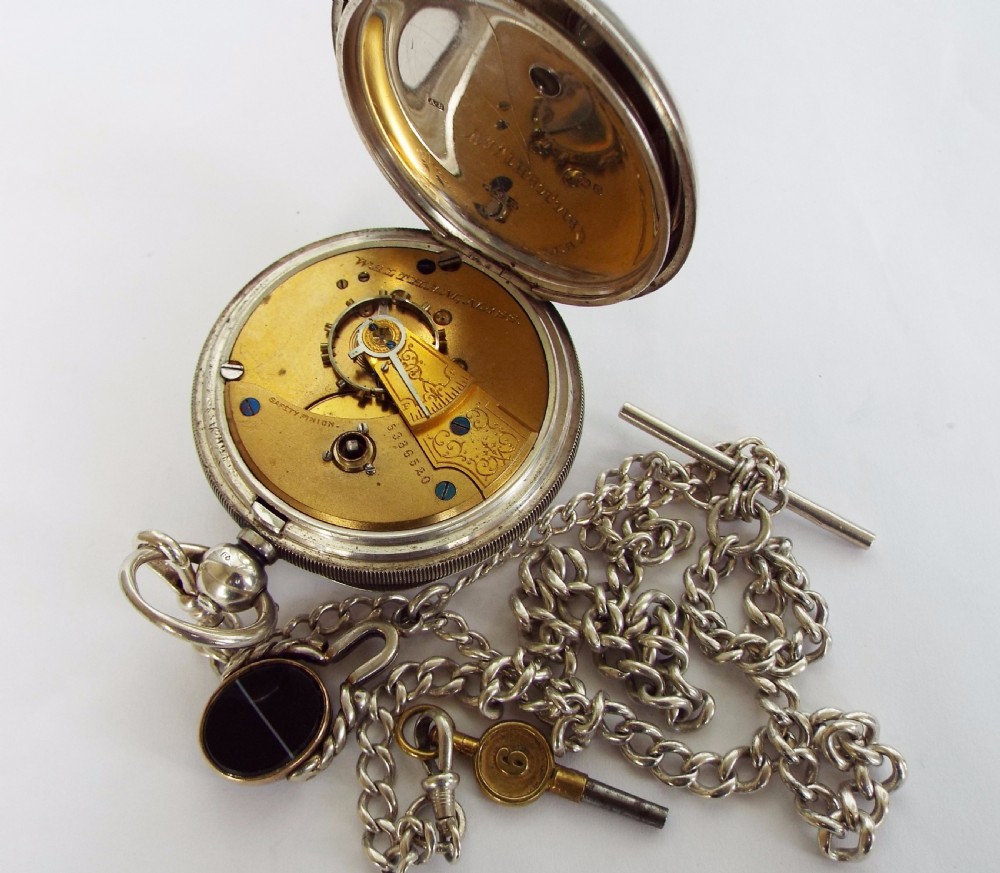Antique silver Waltham pocket watch, 1892 View IV