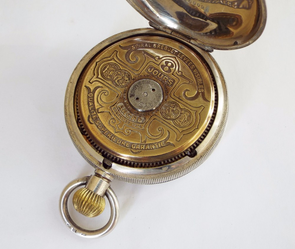 Antique silver Hebdomas pocket watch, Schild & Cie View III