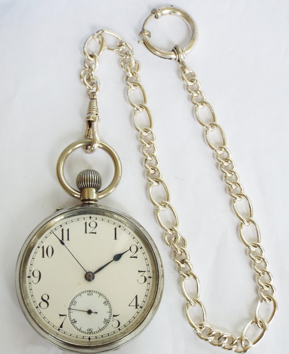 An antique 1908 Eterna pocket watch with chain