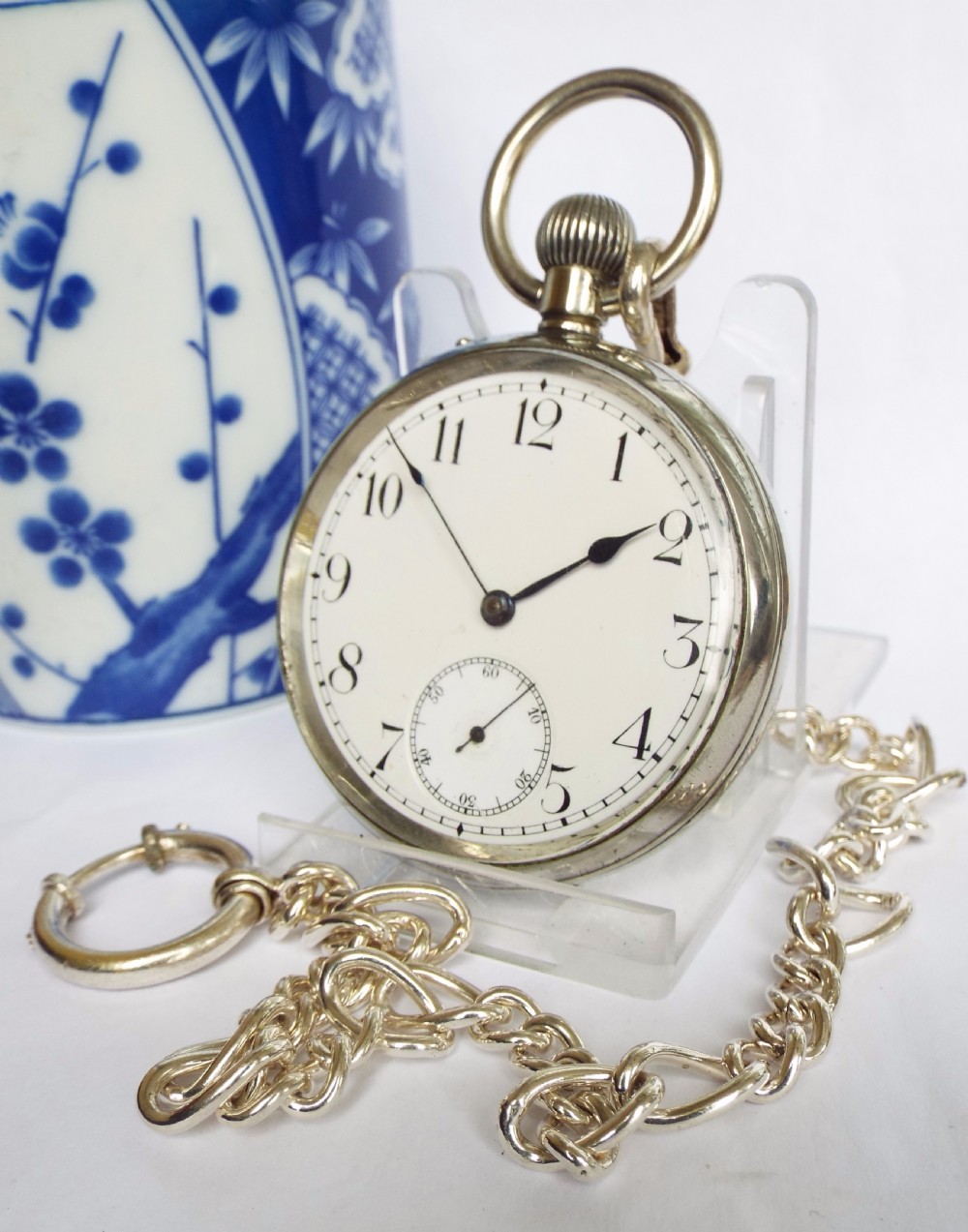 An antique 1908 Eterna pocket watch with chain View II
