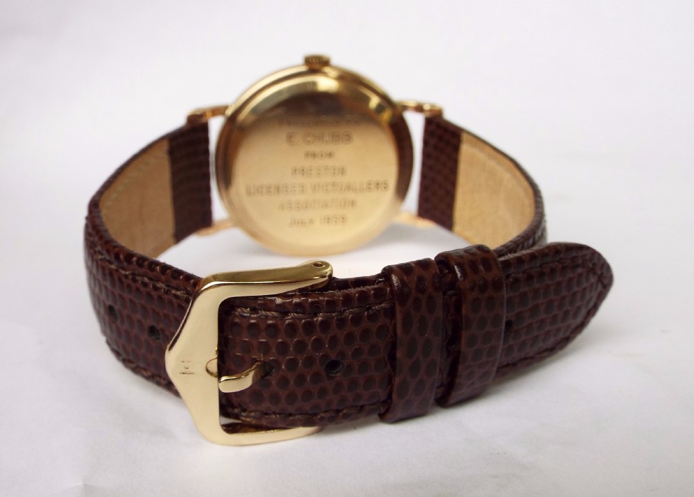 Gents 9 carat gold Majex wrist watch, late 1950s View V