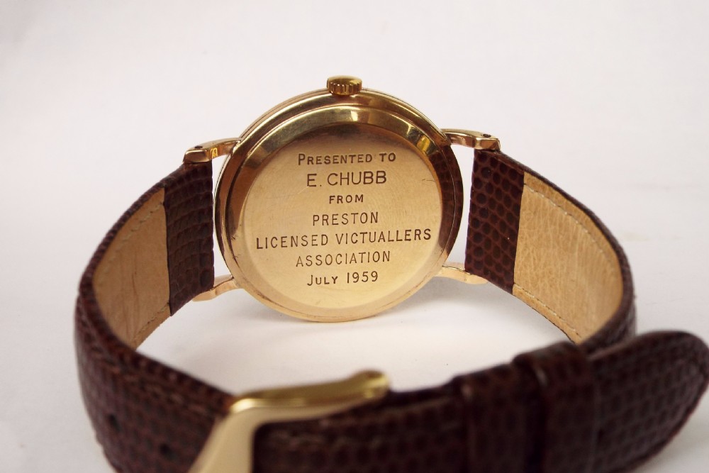 Gents 9 carat gold Majex wrist watch, late 1950s View VI