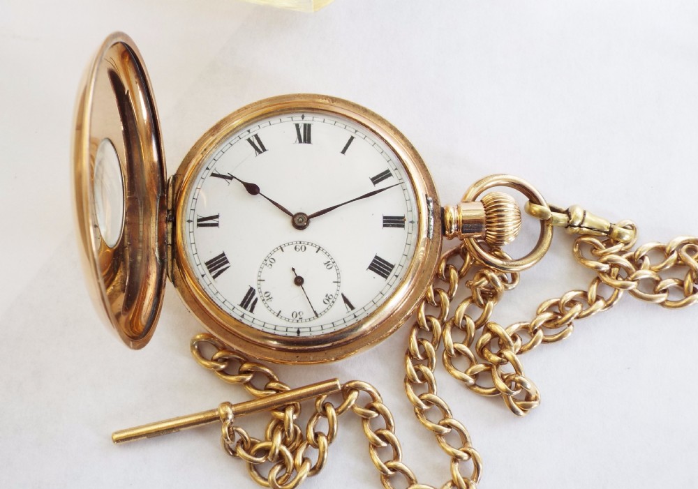 1930s half hunter pocket watch with chain View II