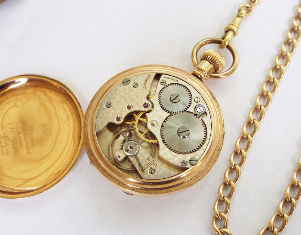 1930s half hunter pocket watch with chain View IV