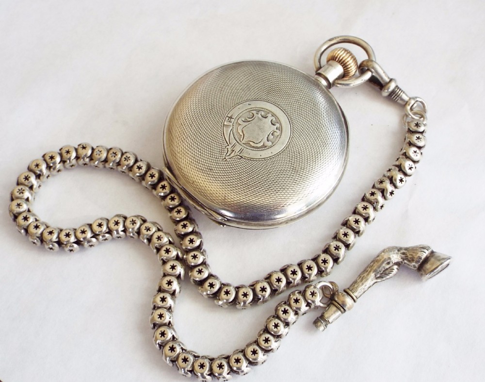 1918 silver Limit half hunter pocket watch & chain View III