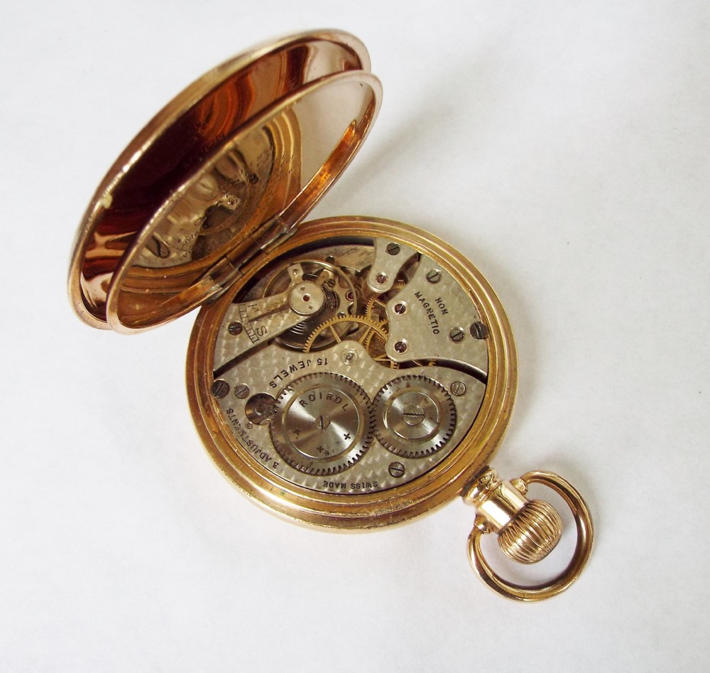 1950s Roirol full hunter pocket watch by Record View V