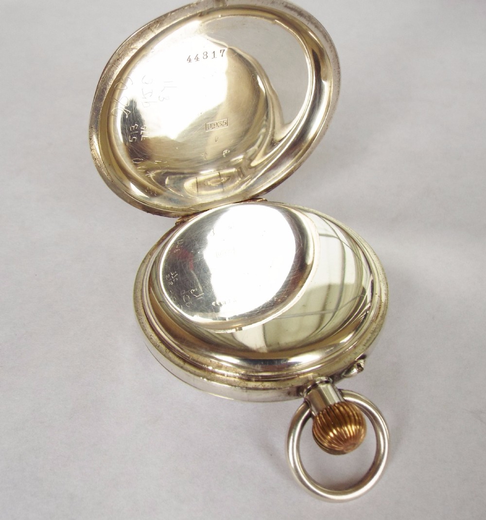 Antique Swiss silver half hunter pocket watch View V