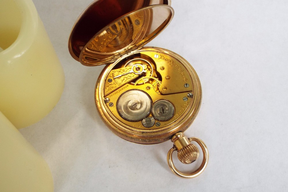 Antique Elgin full hunter pocket watch, 1912 View V