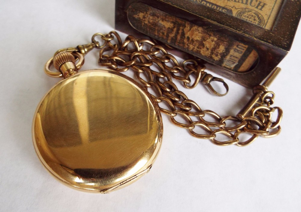 Antique 1905 Elgin hunter pocket watch & chain View V