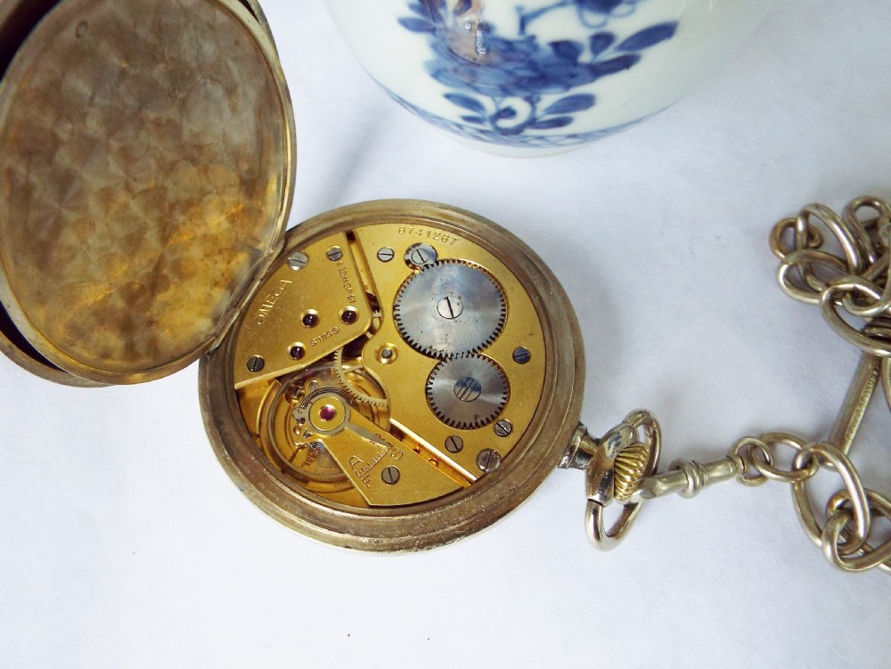 1930s Omega pocket watch and chain View V
