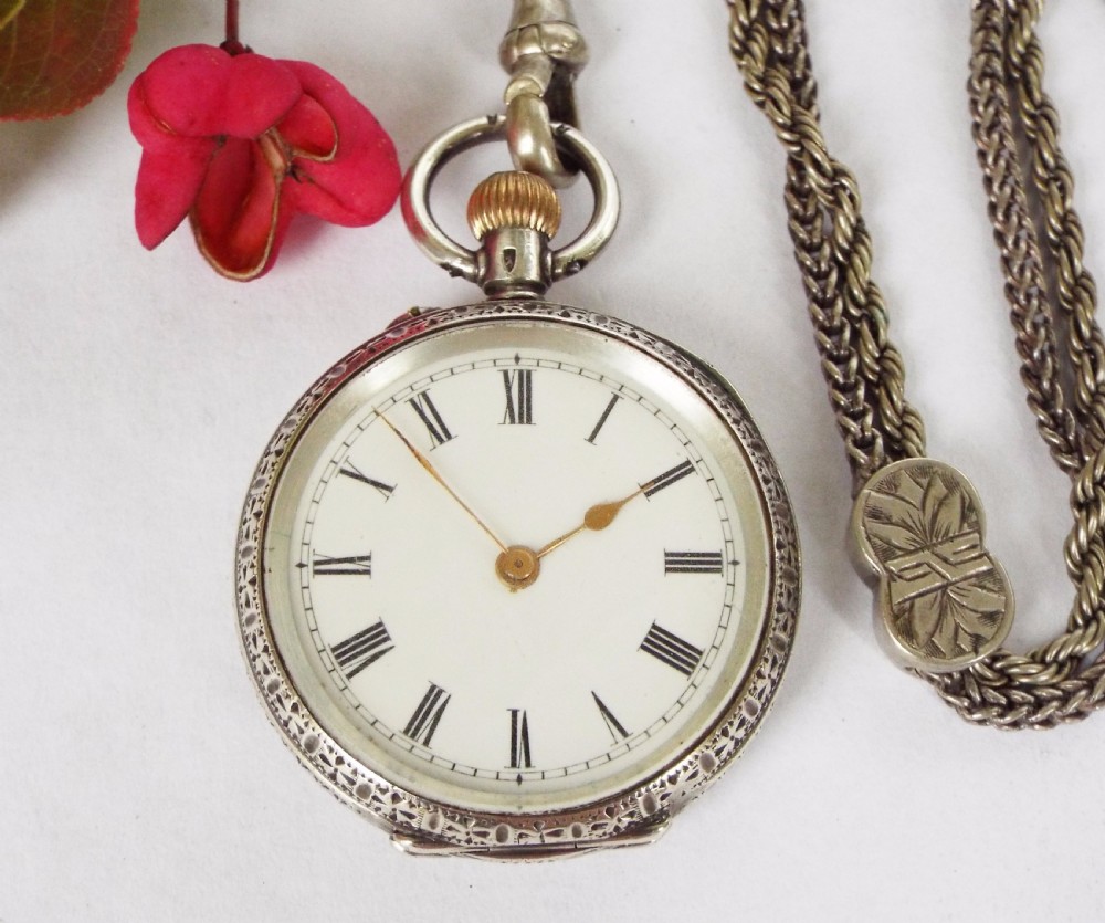 A lady’s Swiss fob watch with albertina, c1900 View III