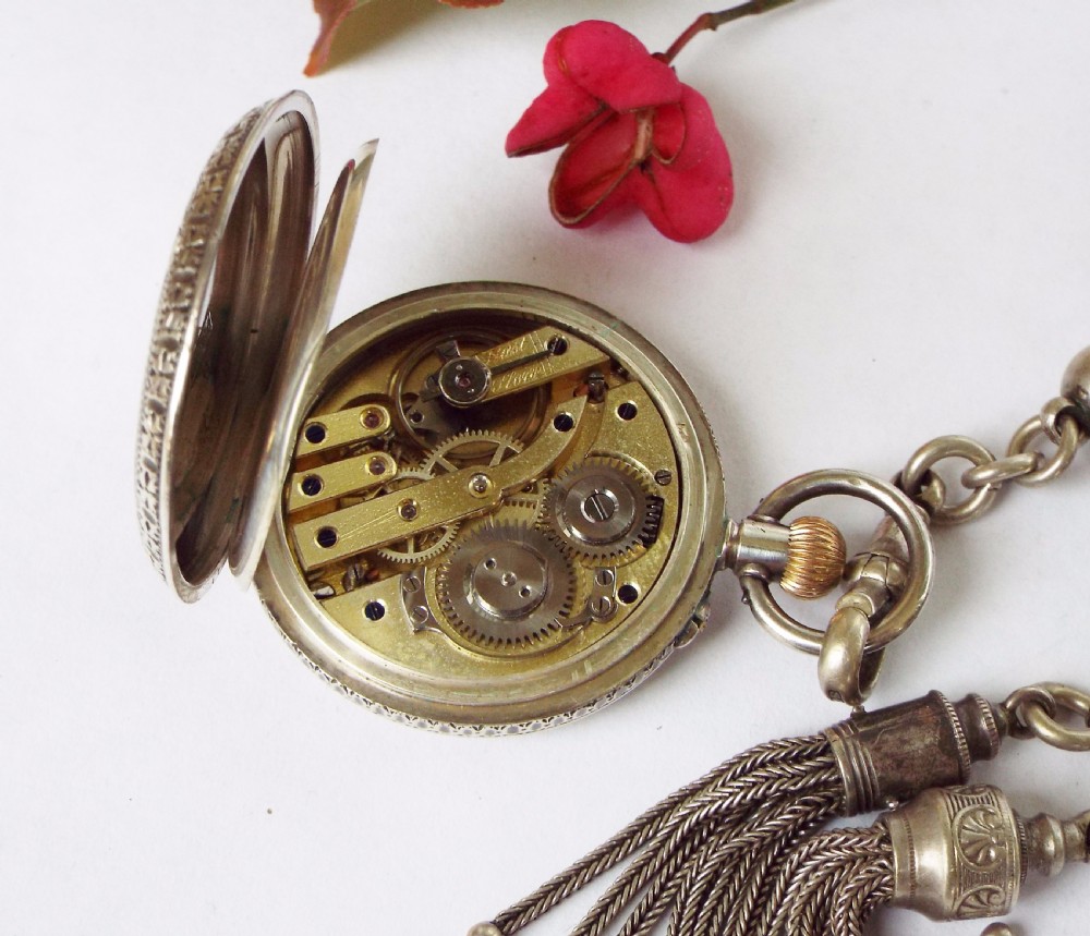 A lady’s Swiss fob watch with albertina, c1900 View VI