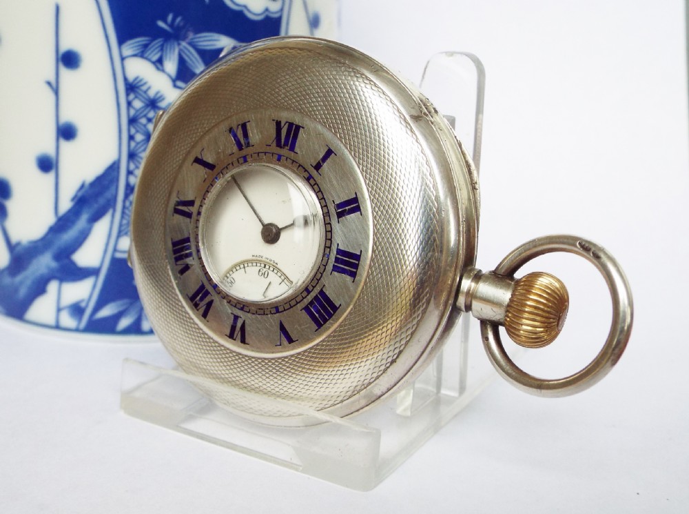Antique 1918 silver  Elgin half hunter pocket watch View II