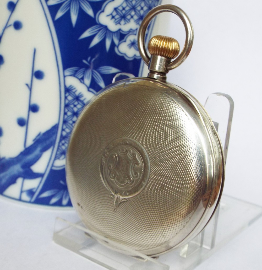 Antique 1918 silver  Elgin half hunter pocket watch View III