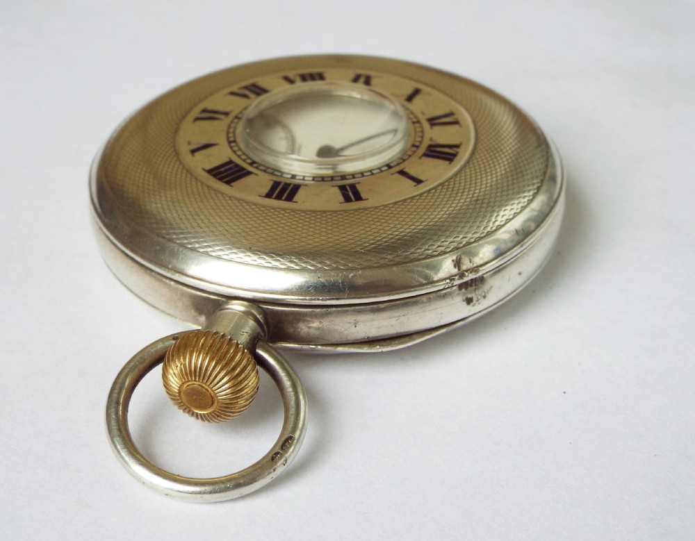 Antique 1918 silver  Elgin half hunter pocket watch View VI