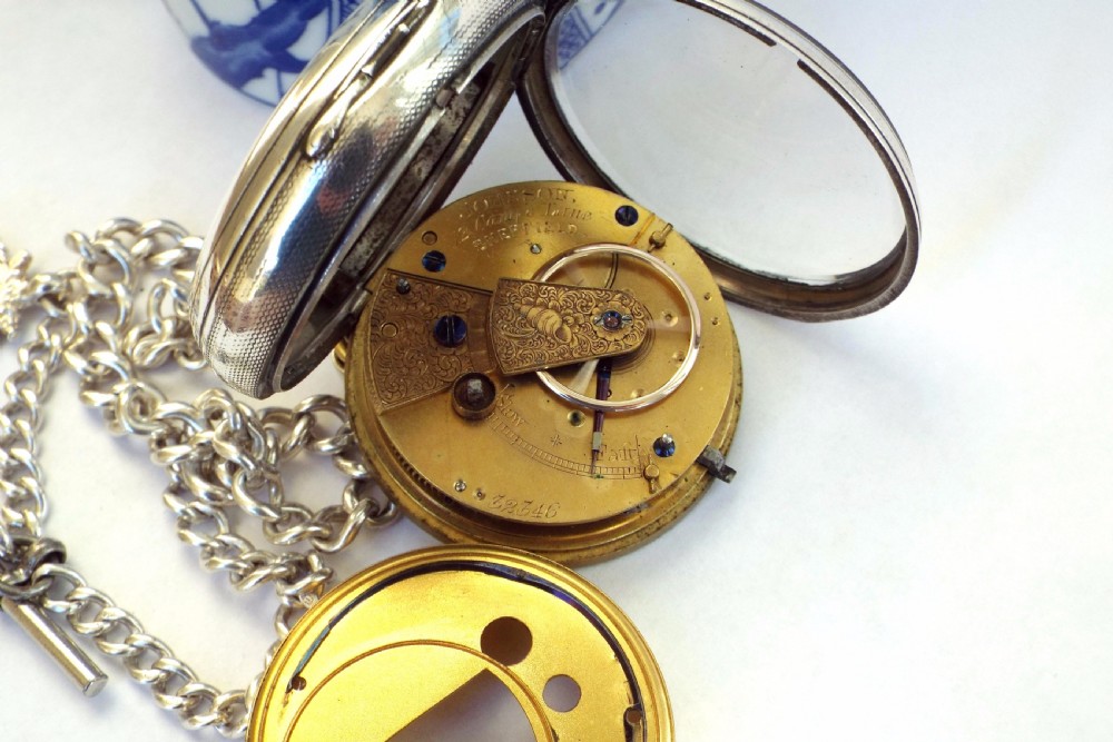 Antique fusee pocket watch by Johnson, Sheffield View V