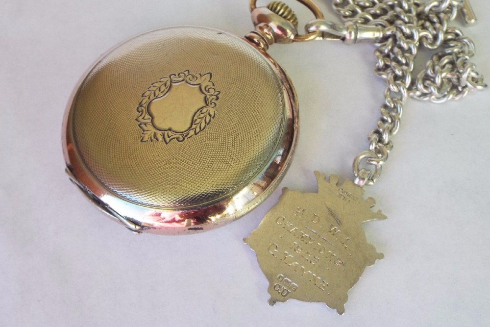 Antique Zenith silver pocket watch with silver chain View IV