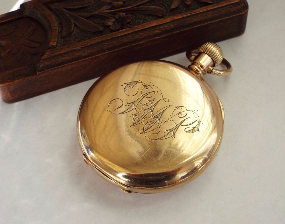 1940s gold plated half hunter pocket watch View III