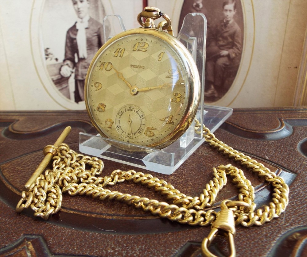 1930s Tempo pocket watch with chain