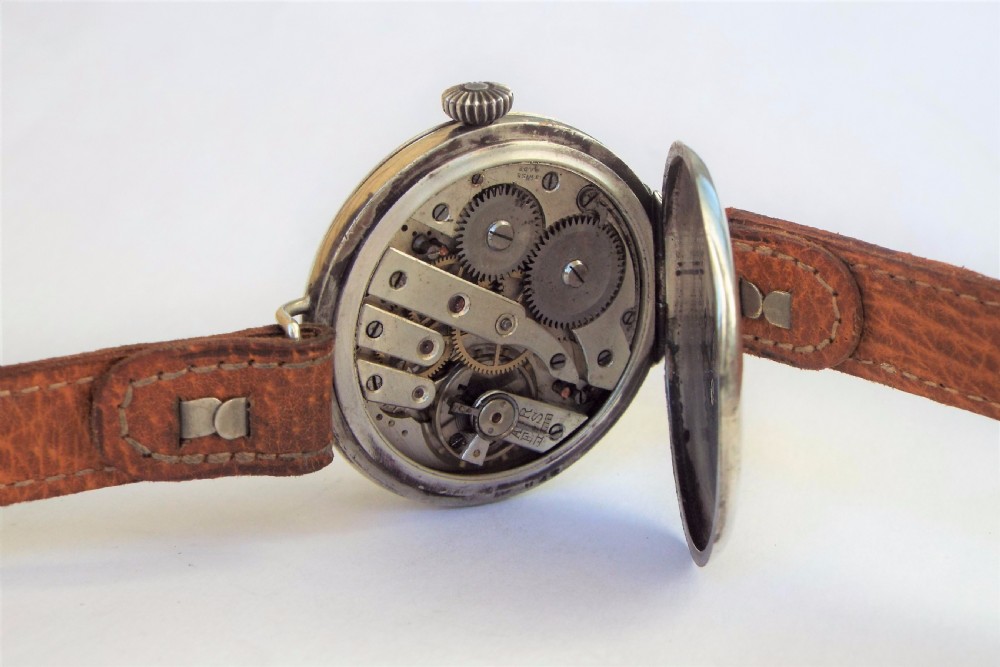 WW1 Officer's silver full hunter wrist watch, 1917 View VI