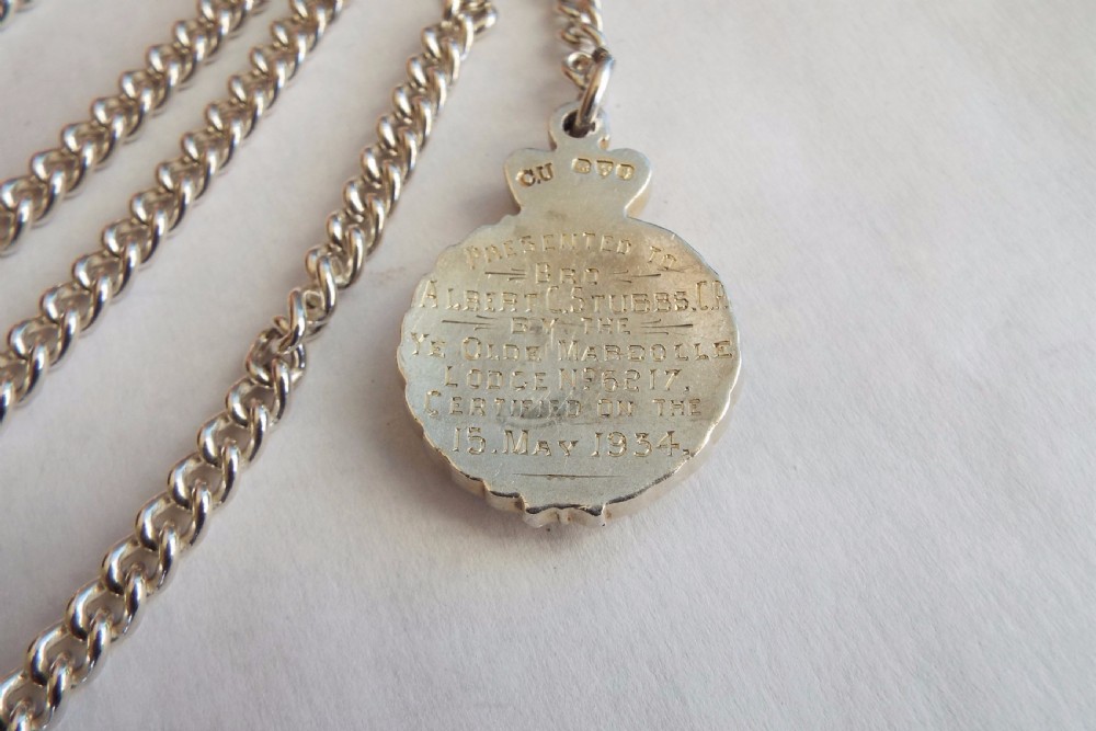 1930s silver double albert with heavy RAOB fob View III