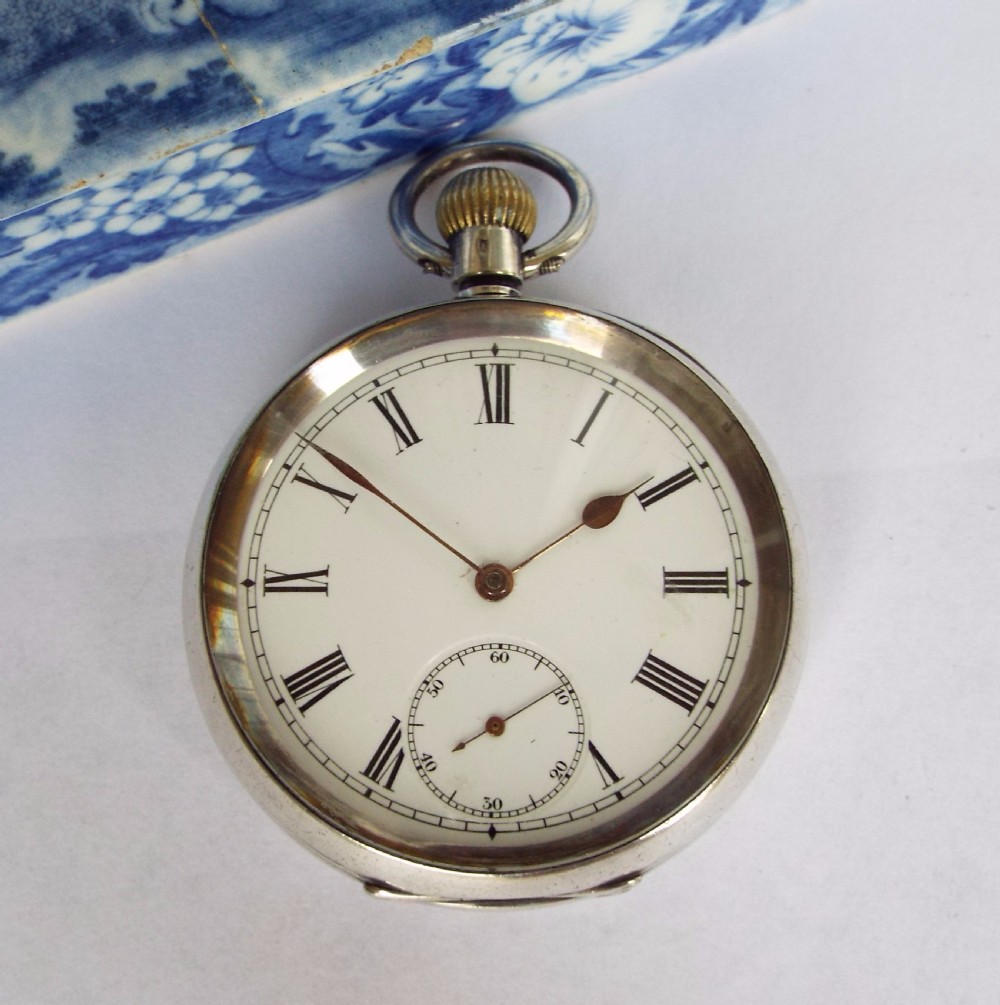 Antique silver Omega pocket watch, c1910s View II