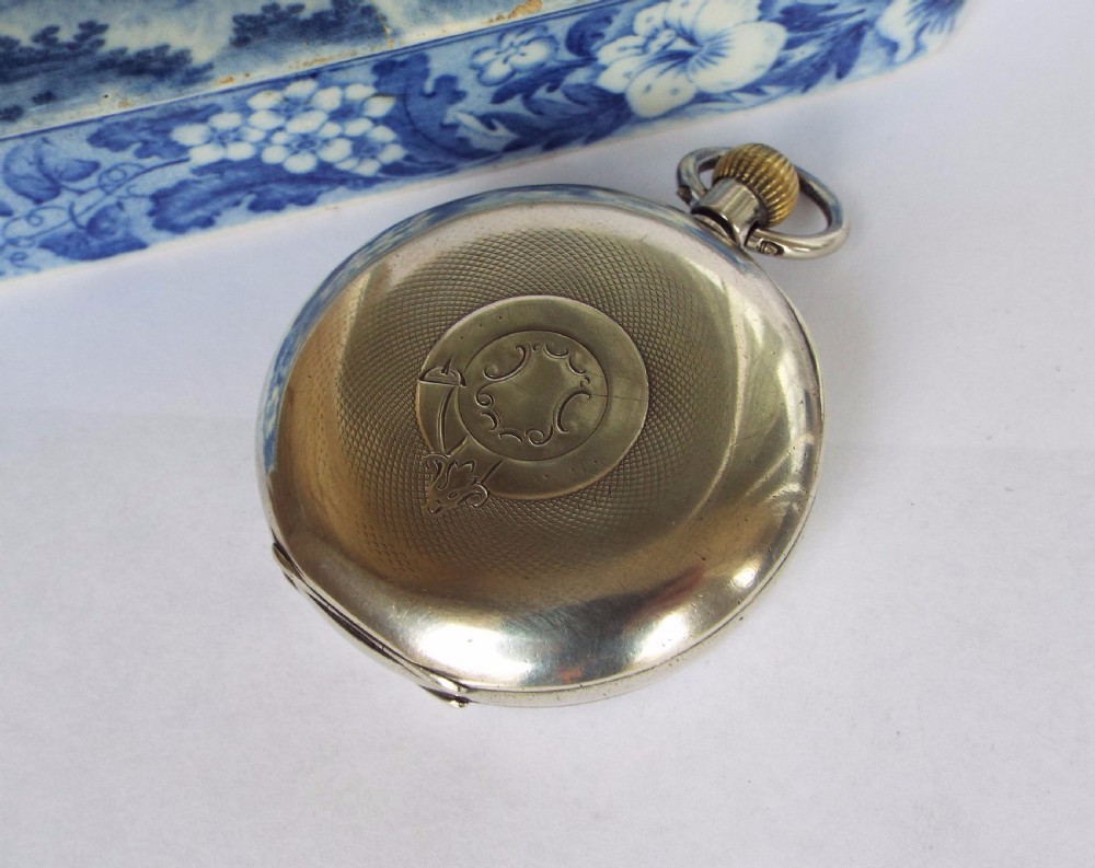 Antique silver Omega pocket watch, c1910s View III
