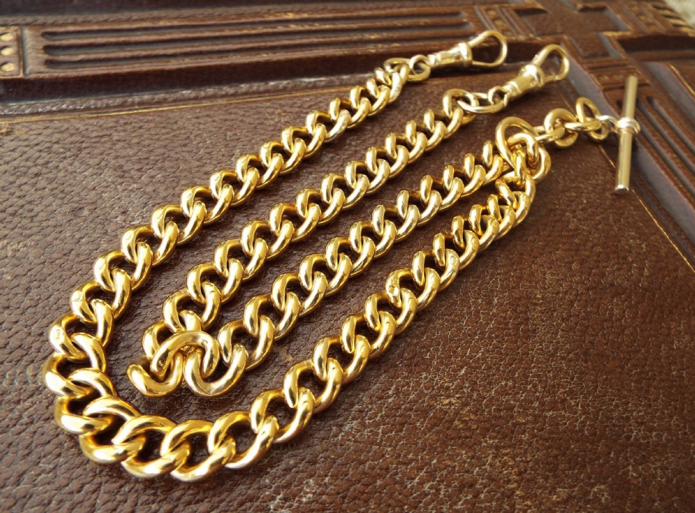 Silver gilt pocket watch chain, Chester 1904