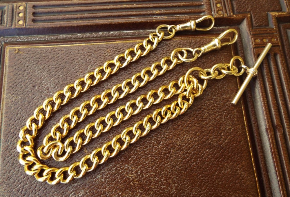 Silver gilt pocket watch chain, Chester 1904 View II