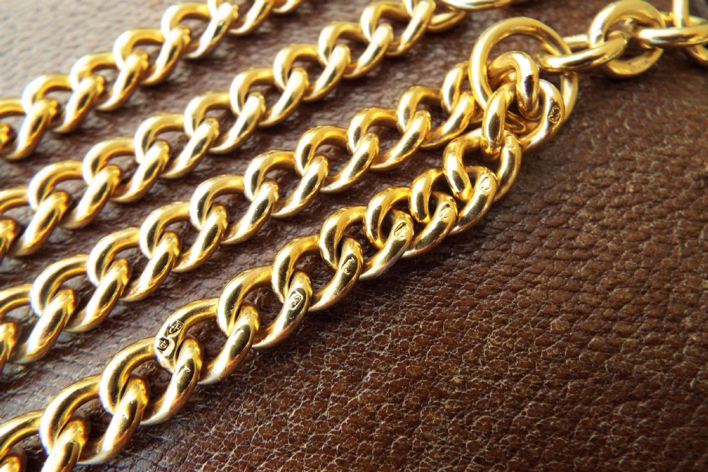 Silver gilt pocket watch chain, Chester 1904 View III