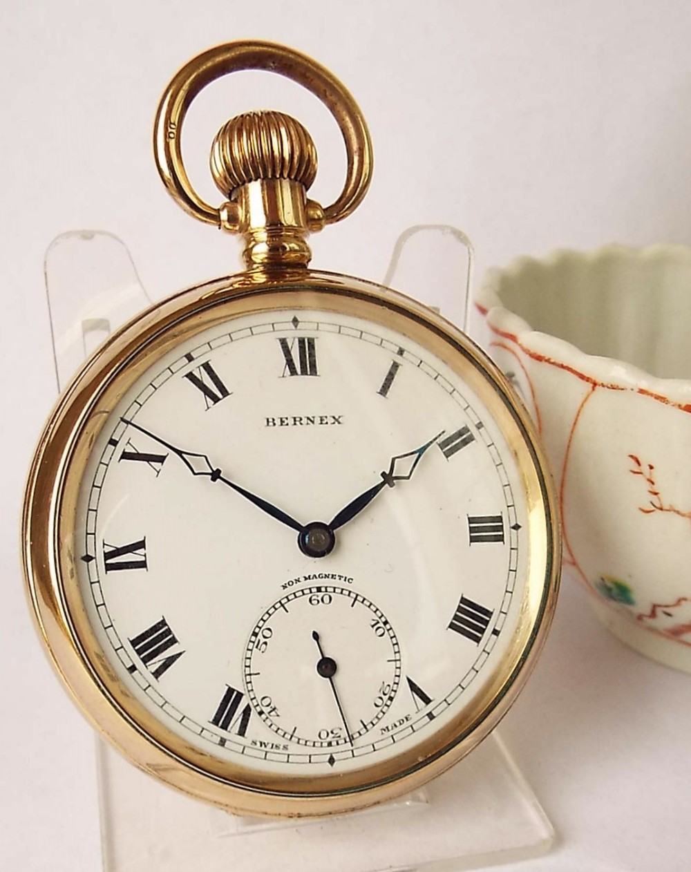 A 1930s Bernex stem winding pocket watch.