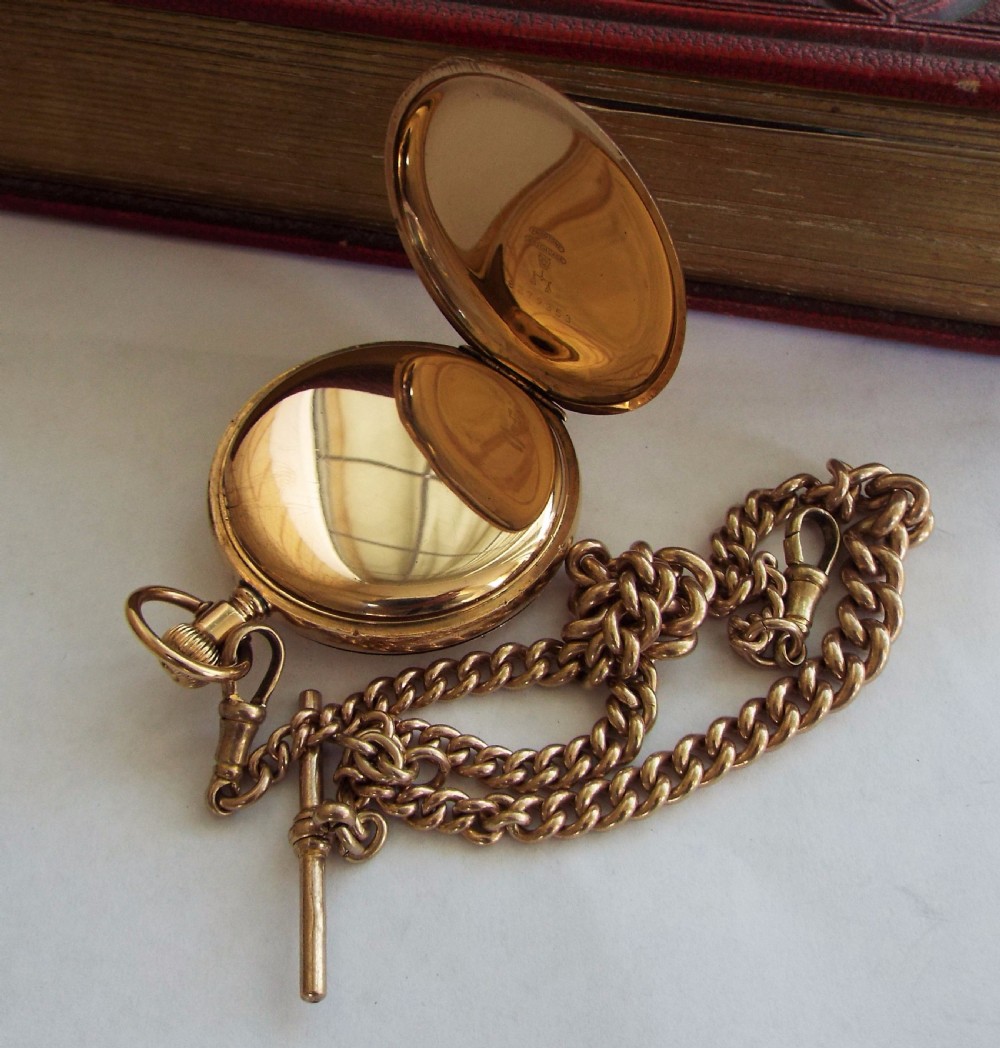 1930s Thomas Russell hunter pocket watch & chain View IV