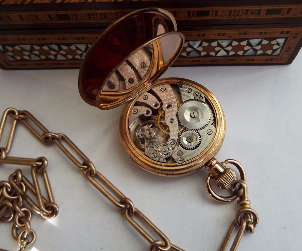 1930s gold plated pocket watch and albert View III