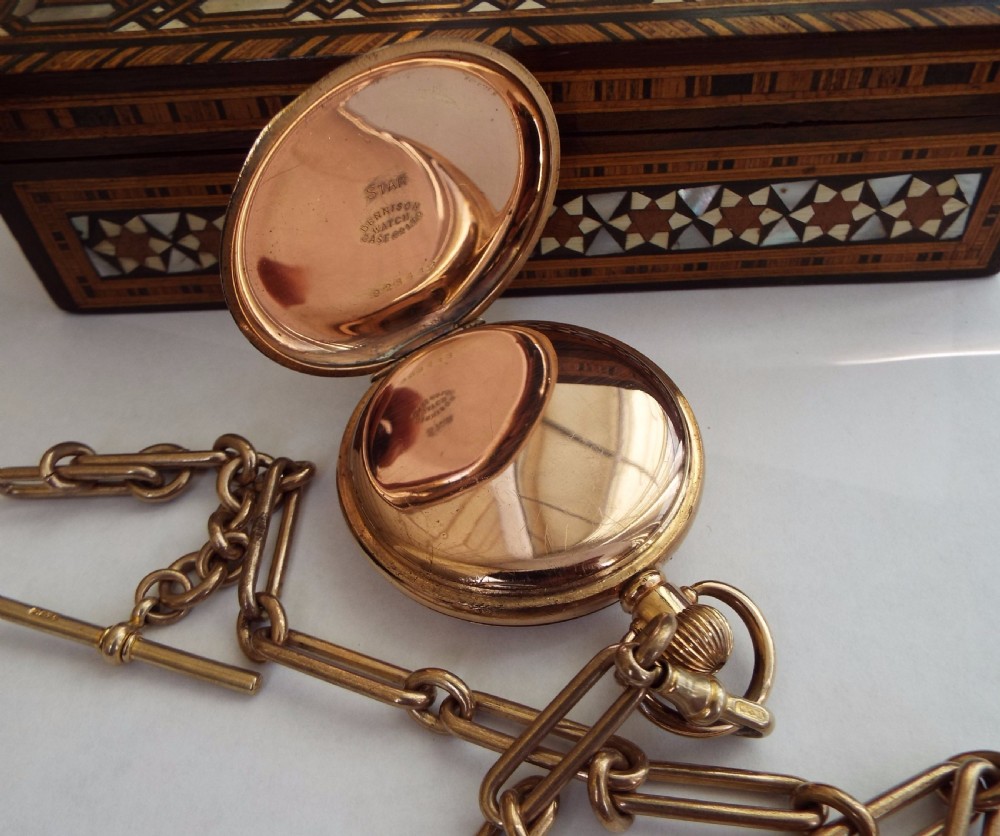 1930s gold plated pocket watch and albert View V