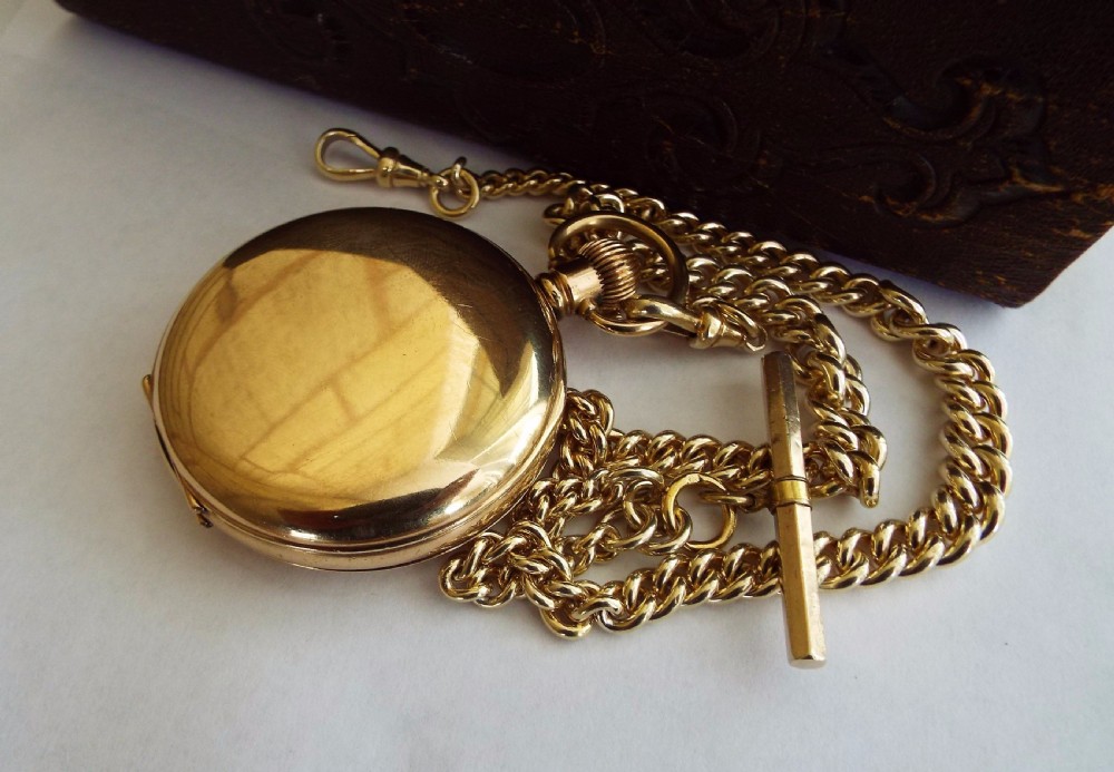1905 Waltham hunter watch & silver gilt albert View III