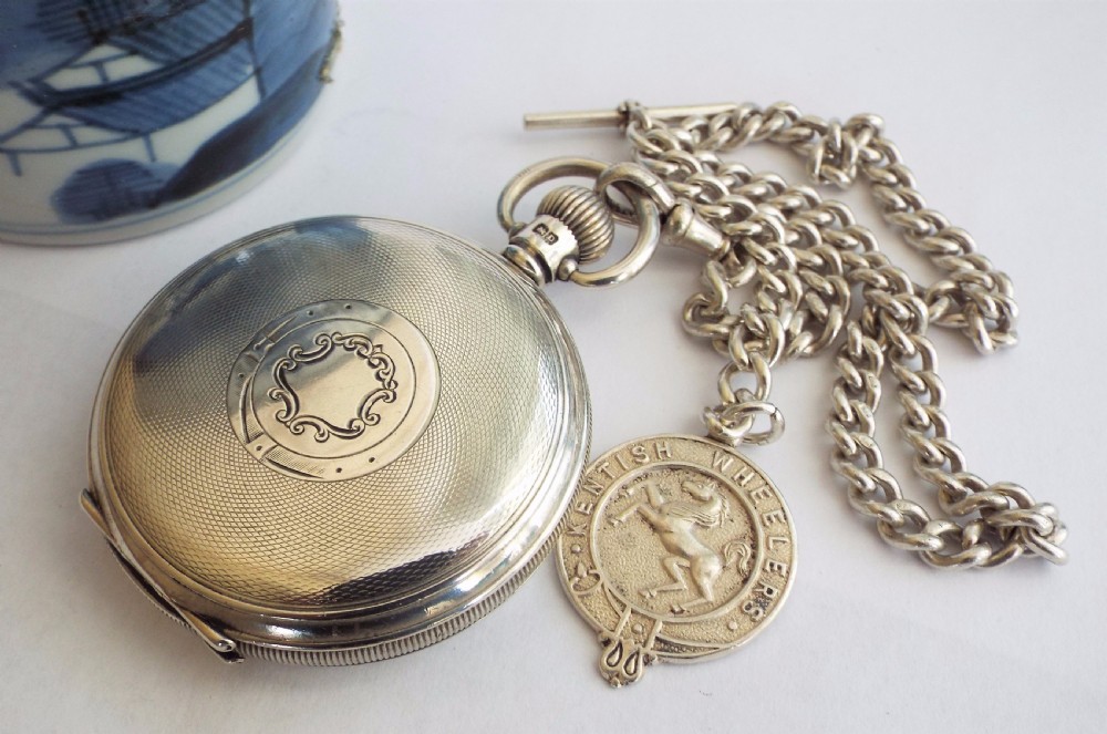 1929 silver Record Dreadnought hunter pocket watch View IV