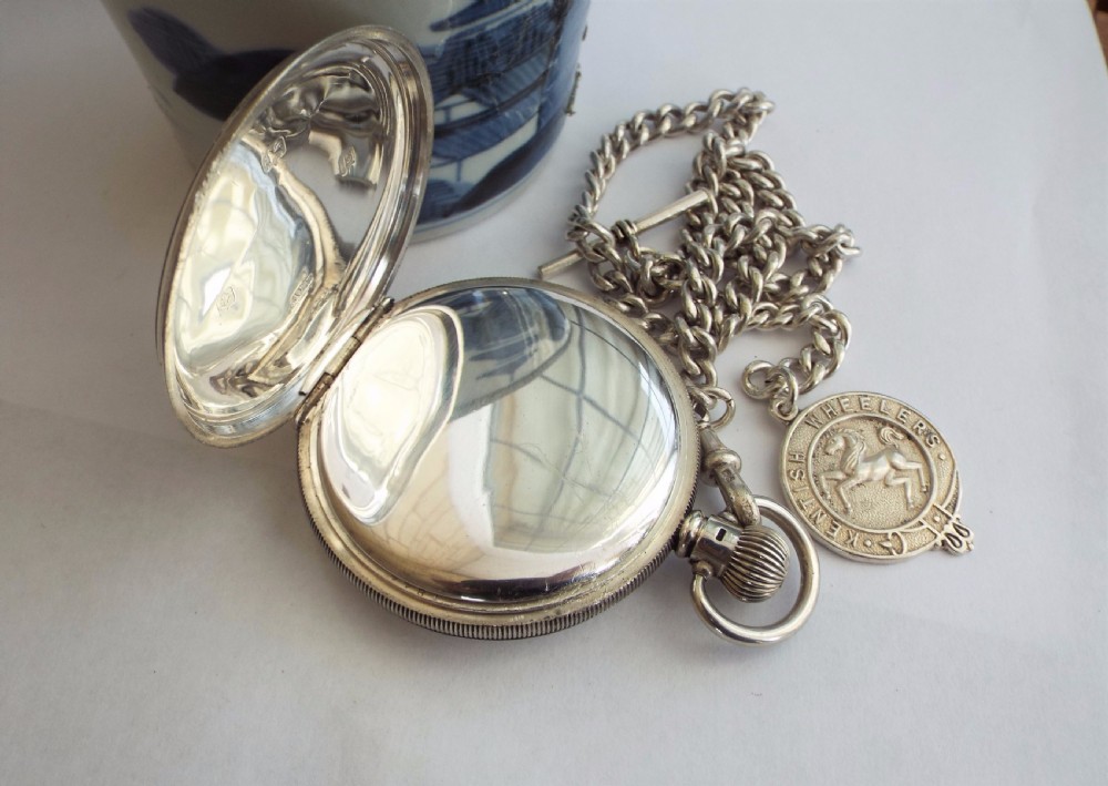 1929 silver Record Dreadnought hunter pocket watch View VII