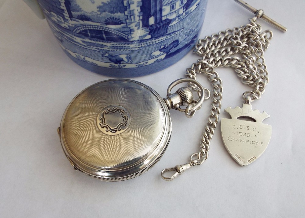 Antique silver Vertex pocket watch and albert View II