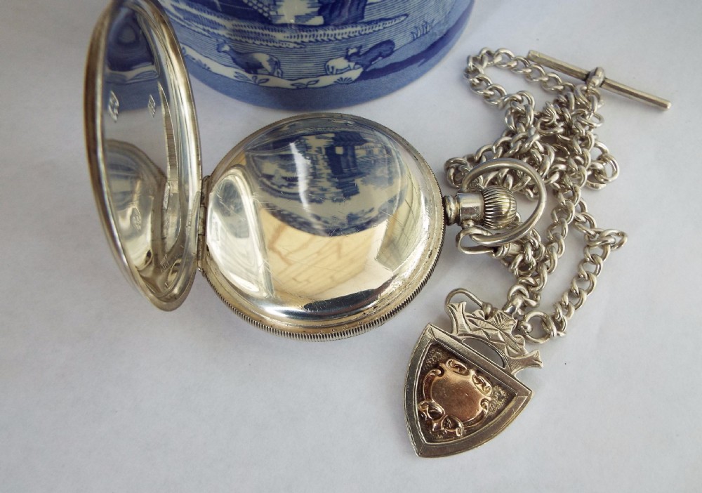 Antique silver Vertex pocket watch and albert View IV