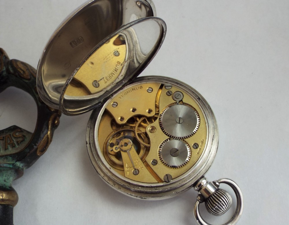 1921 'Geddes Axe' silver pocket watch, military View IV