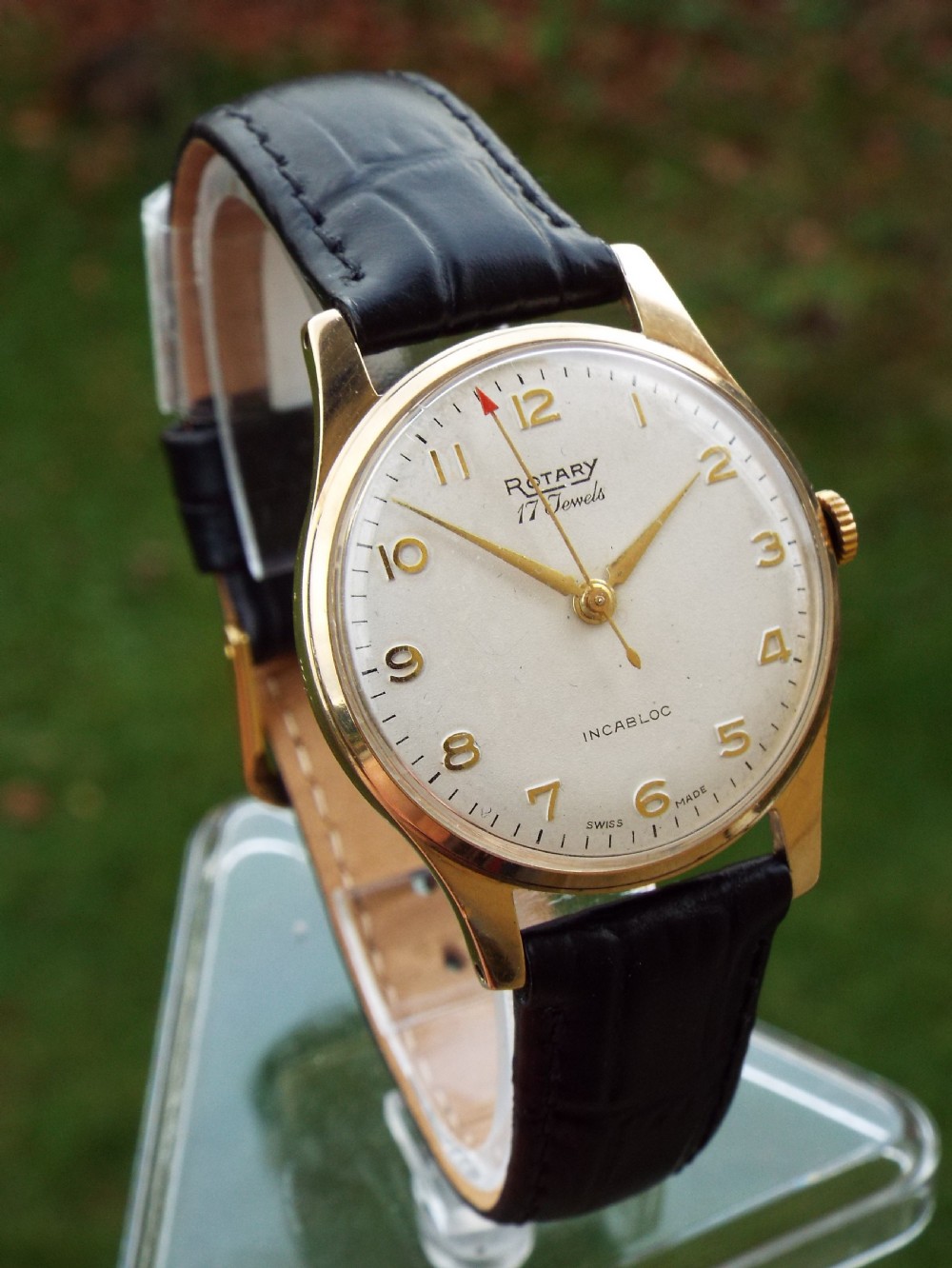 Gents 9ct gold Rotary watch 1957, original receipt View II