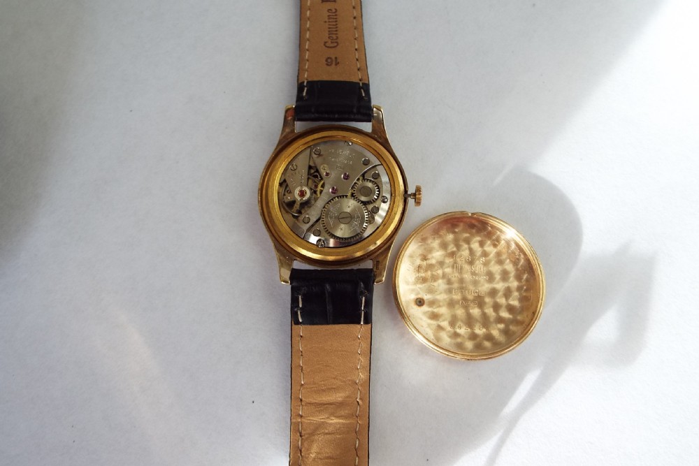 Gents 9ct gold Rotary watch 1957, original receipt View III