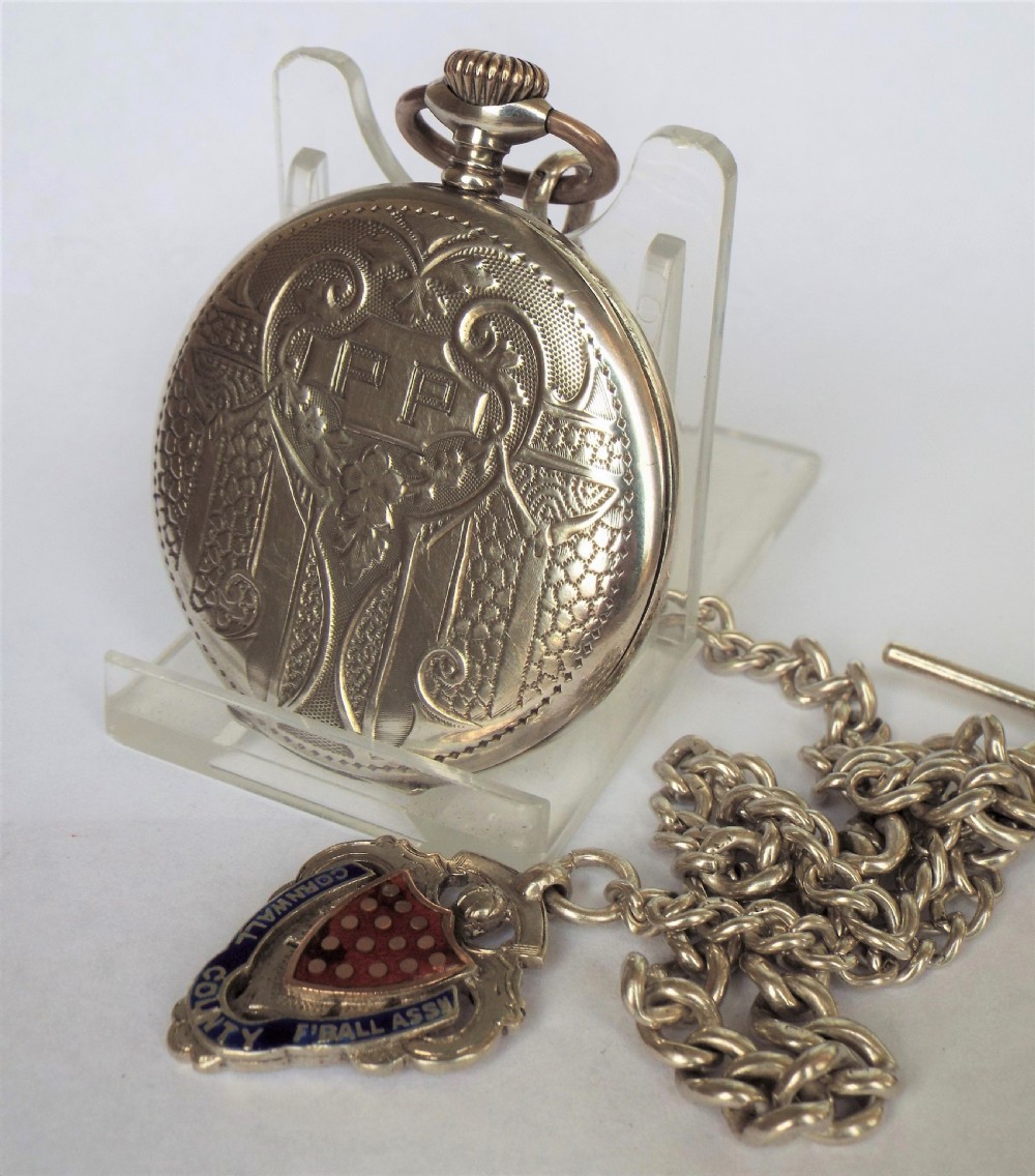 Silver Art Nouveau Aguila Suizo watch and chain View II
