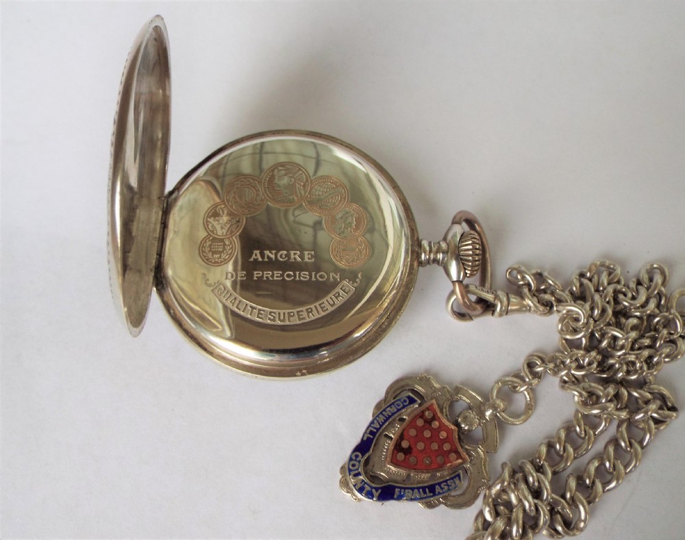 Silver Art Nouveau Aguila Suizo watch and chain View IV